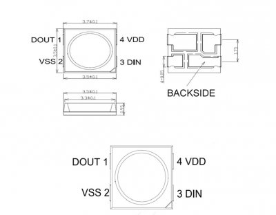 SMD RGB Mini LED SK6812 3535 steuerbar mit integr. Controller