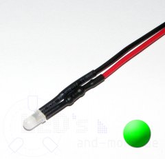 3mm LED diffus mit Anschlusskabel Grn 8000mcd 5-15 Volt