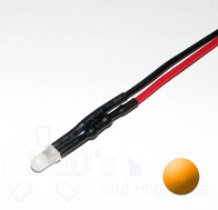 3mm LED diffus mit Anschlusskabel Orange 3000mcd 5-15 Volt