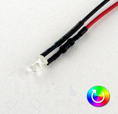 3mm LED mit Anschlusskabel RGB Farbwechsel schnell 5-15 Volt