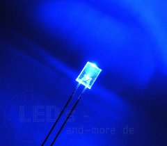 5 x 2 mm Rechteck LED ultrahell Blau Klar 900mcd 80