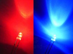 3mm Blink LED Rot / Blau Wechsel 1000/2500mcd 30...