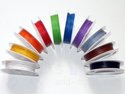 SET 10 x 25 Meter Kabel 0,05mm hochflexibel, Spule, alle Farben