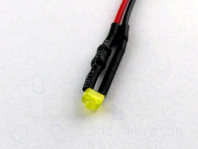 Diffuses 1,8mm LED Gelb mit Anschlusskabel 30 mcd 60