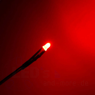 3mm LED farbig diffus mit Anschlusskabel Rot 850mcd 5-15 Volt
