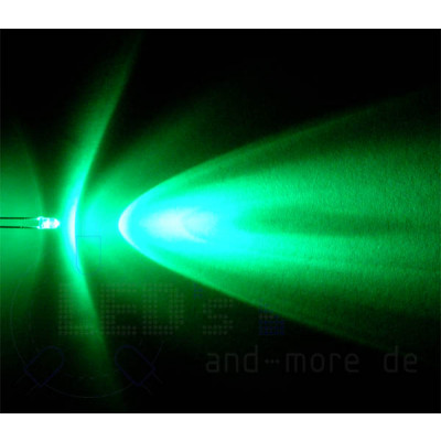 3mm LED ultrahell Grn mit Anschlusskabel 12000mcd 5-15 Volt