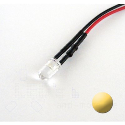 5mm LED ultrahell Warm Wei mit Anschlusskabel 18000mcd 5-15Volt