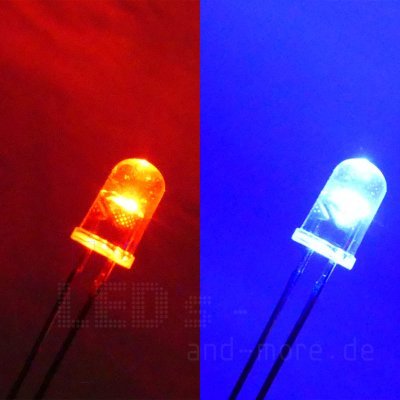 2-farbige LEDs Blau-Rot blinkend für den Modellbau - Blinkende LEDs in verschiedenen Größen Rot-Blau