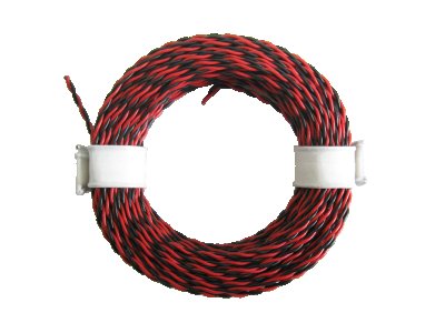 10 Meter Kabel Doppellitze verdrillt Rot / Schwarz 2 x 0,04mm²