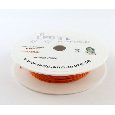 25 Meter Kabel Orange 0,05 mm² hochflexibel (Spule)