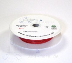 25 Meter Kabel Rot 0,05 mm² hochflexibel (Spule)