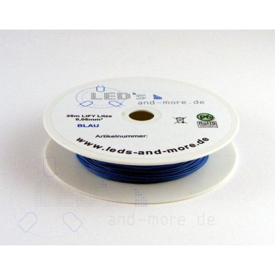 25 Meter Kabel Blau 0,05 mm² hochflexibel (Spule)
