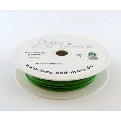 25 Meter Kabel Grün 0,14 mm² hochflexibel (Spule)