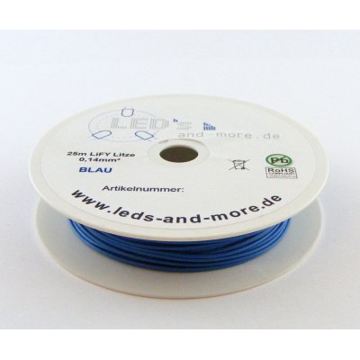 25 Meter Kabel Blau 0,14 mm² hochflexibel (Spule)