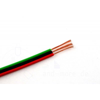 25 Meter Kabel Drillingslitze 0,14mm² grün/schwarz/rot