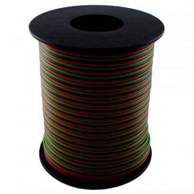 25 Meter Kabel Drillingslitze 0,14mm² grün/schwarz/rot