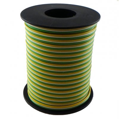 25 Meter Kabel Drillingslitze 0,14mm² grün/weiß/gelb