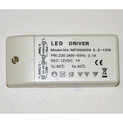 LED-Driver Einbaunetzteil 230V zu 12V 1000mA / 12W