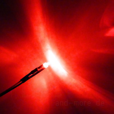 1,8mm LED Rot klar mit Anschlusskabel 3000 mcd 30°