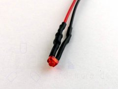 Diffuses 1,8mm LED Rot mit Anschlusskabel 400 mcd 40°