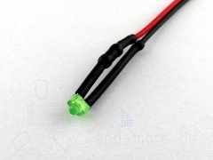 Diffuses 1,8mm LED Grün mit Anschlusskabel 3000 mcd...