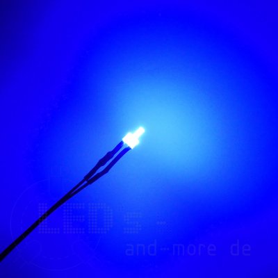 Diffuses 2,0mm Tower LED Blau mit Anschlusskabel 1500 mcd 100°