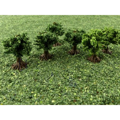 Set 6x Büsche grün mit Fuß Zierbäume Obstbäume Modellbahn 1,5cm