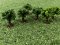 Set 6x Büsche grün mit Fuß Zierbäume Obstbäume Modellbahn 1,5cm