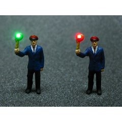 Modell Figur Schaffner mit Kelle LED Beleuchtung...
