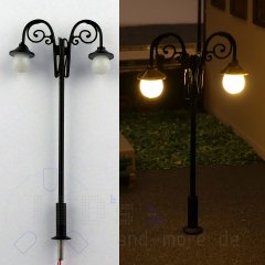 Nostalgische Laterne Straßenlampe Bogen LED warmweiß 2-armig