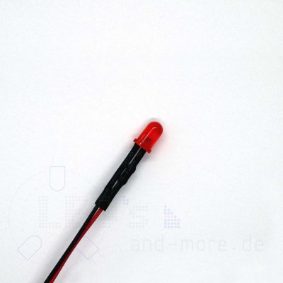5mm LED farbig diffus Rot mit Anschlusskabel 800mcd 5-15 Volt