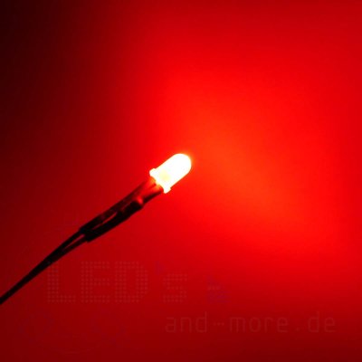 5mm LED farbig diffus Rot mit Anschlusskabel 800mcd 5-15 Volt