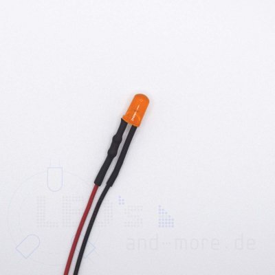 5mm LED farbig diffus Orange mit Anschlusskabel 750mcd 5-15 Volt