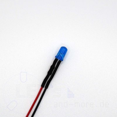 5mm LED farbig diffus Blau mit Anschlusskabel 1000mcd 5-15 Volt
