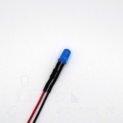 5mm LED farbig diffus Blau mit Anschlusskabel 1000mcd...