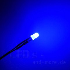 5mm LED farbig diffus Blau mit Anschlusskabel 1000mcd...