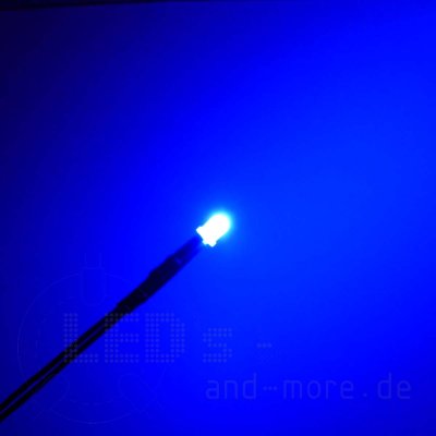 3mm LED farbig diffus mit Anschlusskabel Blau 1000mcd 5-15 Volt