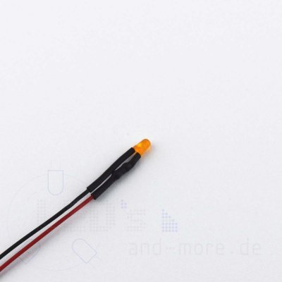 3mm LED farbig diffus mit Anschlusskabel Orange 750mcd 5-15 Volt
