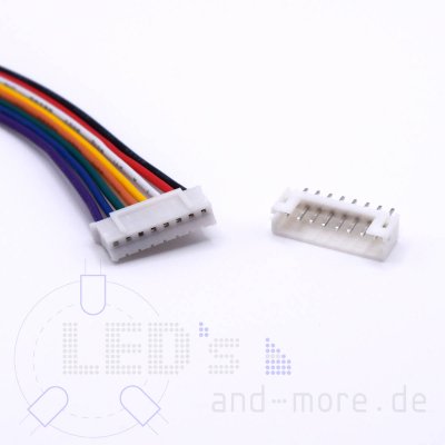 Micro JST Kabel mit Buchse + Platinen Steckverbinder, 8-polig RM 2,0mm PH