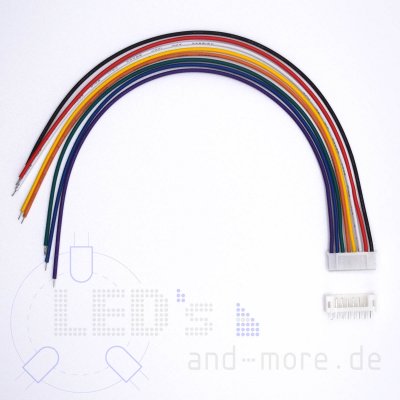 Micro JST Kabel mit Buchse + Platinen Steckverbinder, 8-polig RM 2,0mm PH