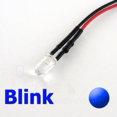 5mm Blink LED ultrahell Blau mit Anschlusskabel 10000mcd 9-14 Volt