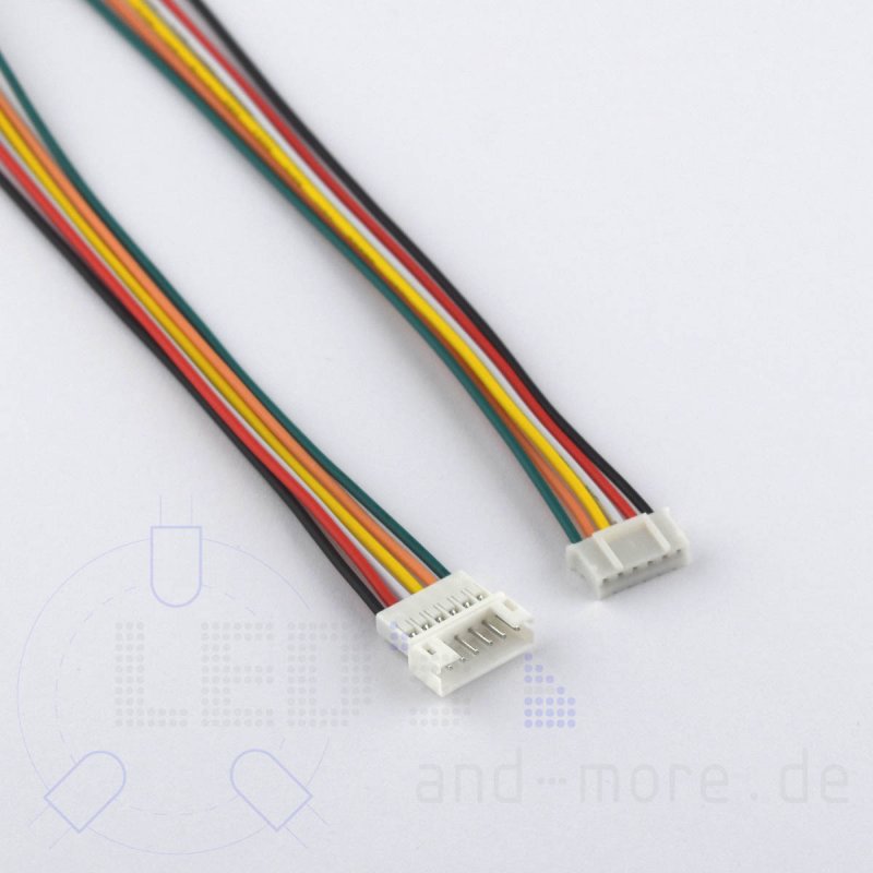 Micro JST Buchse/Stecker 5 polig mit je 15 cm Kabel - RM 1,25 mm, 1,20 €