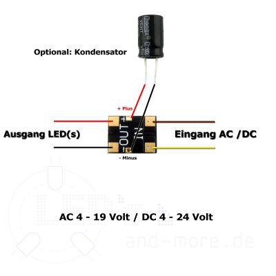Micro Konstantstromquelle KSQ 2mA 4-19V AC, 4-24V DC MK3 mit Gleichrichter
