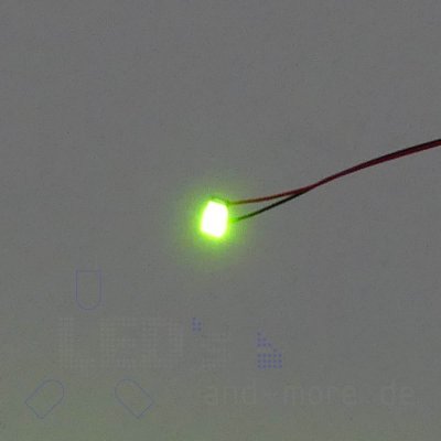 SMD LED mit Anschluss Draht 0603 gelblich Grün farbig diffus 25 mcd 120°