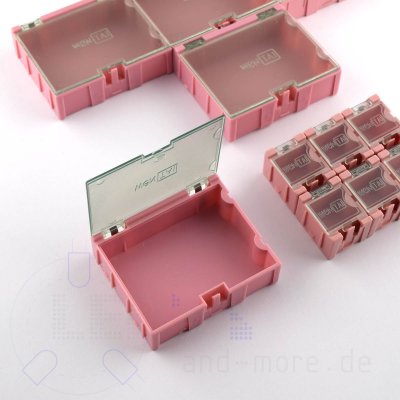 SMD Aufbewahrungsbox Leer Container für Bauelemente Rosa groß