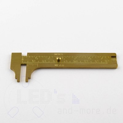 Kleiner Messschieber Taschenmaß Knopfmaß Messing analog 80mm