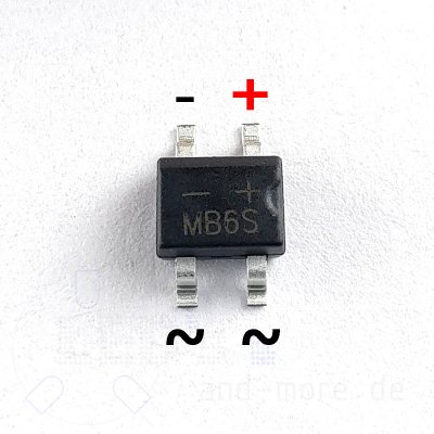 MB6S Brückengleichrichter SMD 600V 0,5A von AC nach DC