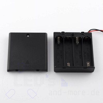 Batteriefach für 4 x Mignon (AA) mit Schalter und Kabel