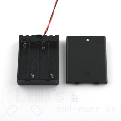 Batteriefach 4 x AAA Micro Gehäuse mit Schalter und Kabel