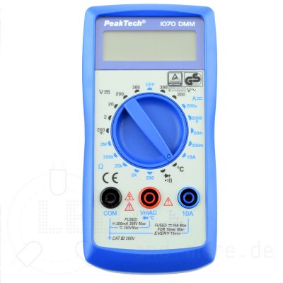 PeakTech Digital Multimeter + Temperaturfühler Messgerät Voltmeter AC/DC